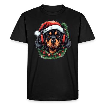 Charismas Teckel Fête de Noël DJ - T-shirt Premium bio Homme - noir - Devant - Nico (187cm)