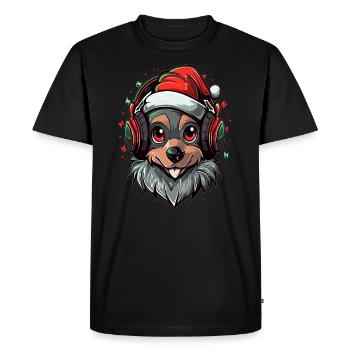 Dog Lover Christmas Dachshund Party DJ Dachshund - Men's Premium Organic T-Shirt - black - Front - Nico (187cm)