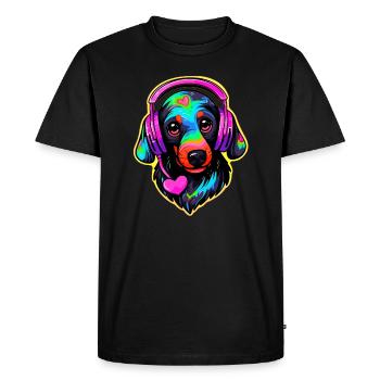 Teckel mignon DJ EDM Festival Rave - T-shirt Premium bio Homme - noir - Devant - Nico (187cm)