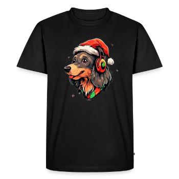 Niedliche Dackel Weihnachts DJ Party - Männer Premium Bio T-Shirt - Schwarz - Vorne - Nico (187cm)