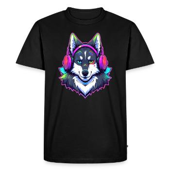 Husky Lover EDM DJ Electronic Festival Rave - Men's Premium Organic T-Shirt - black - Front - Nico (187cm)