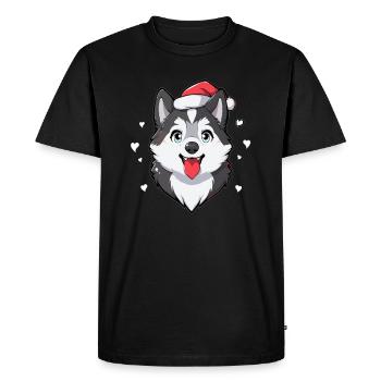 Noël Husky Dog Lover Husky Sibérien - T-shirt Premium bio Homme - noir - Devant - Nico (187cm)
