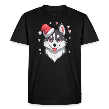 Husky mignon de fête de Noël - T-shirt Premium bio Homme - noir - Devant - Nico (187cm)