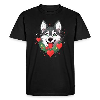 Déguisement de Noël Husky Lover Noël - T-shirt Premium bio Homme - noir - Devant - Nico (187cm)
