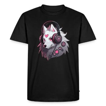 Cyberpunk Samoyède DJ EDM Rave - T-shirt Premium bio Homme - noir - Devant - Nico (187cm)