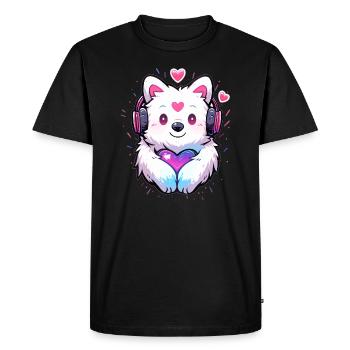 EDM Festival Sweet Samoyed Lover DJ - T-shirt Premium bio Homme - noir - Devant - Nico (187cm)