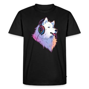 EDM Party Musique électronique Samoyède DJ - T-shirt Premium bio Homme - noir - Devant - Nico (187cm)