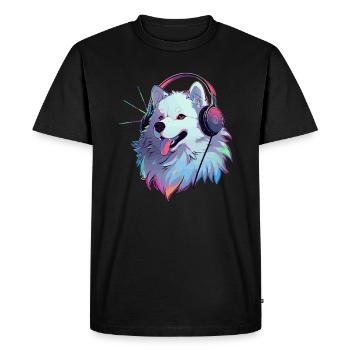 Fête Cyberpunk Samoyède DJ EDM Festival - T-shirt Premium bio Homme - noir - Devant - Nico (187cm)