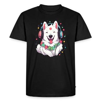 Amoureux des chiens Noël Samoyède DJ - T-shirt Premium bio Homme - noir - Devant - Nico (187cm)