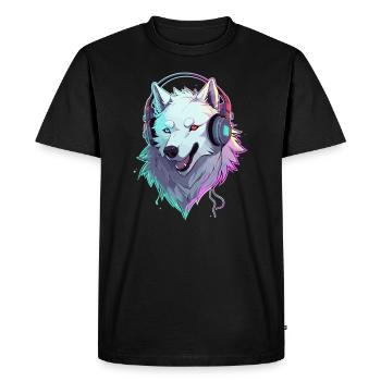 Festival de musique électronique EDM Samoyède DJ - T-shirt Premium bio Homme - noir - Devant - Nico (187cm)