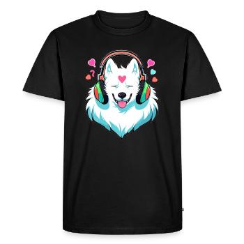 Mignon Fête Samoyède DJ EDM Rave - T-shirt Premium bio Homme - noir - Devant - Nico (187cm)