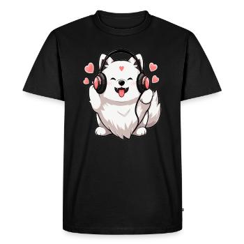 Mignon EDM Rave Samoyède DJ - T-shirt Premium bio Homme - noir - Devant - Nico (187cm)