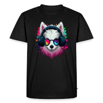 Musique électronique EDM Samoyède DJ - T-shirt Premium bio Homme - noir - Devant - Nico (187cm)