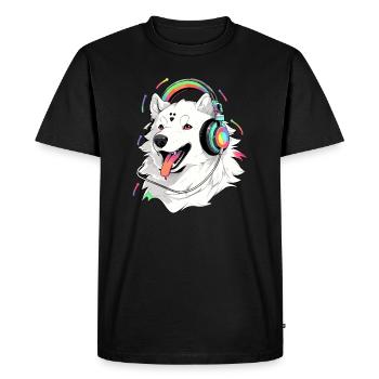 Samoyède DJ EDM Festival Rave - T-shirt Premium bio Homme - noir - Devant - Nico (187cm)