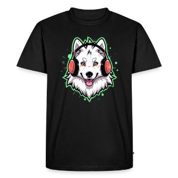 Electronic Music Samoyed DJ EDM Festival - Men's Premium Organic T-Shirt - black - Front - Nico (187cm)
