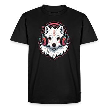 Fête de Noël EDM Samoyède DJ - T-shirt Premium bio Homme - noir - Devant - Nico (187cm)