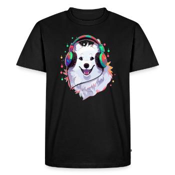 EDM Party Samoyède DJ Rave - T-shirt Premium bio Homme - noir - Devant - Nico (187cm)