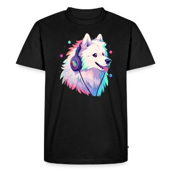 Cute Samoyed DJ Electronic Music Festival - Men's Premium Organic T-Shirt - black - Front - Nico (187cm)