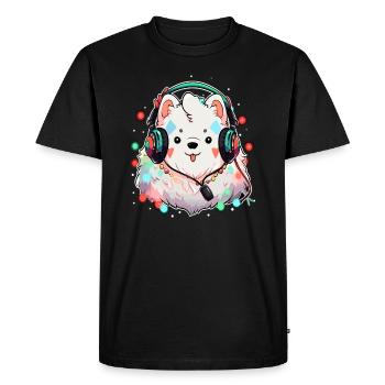 Fête de Noël Samoyède DJ EDM Noël - T-shirt Premium bio Homme - noir - Devant - Nico (187cm)