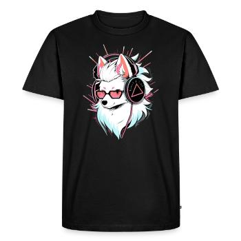 Festival électronique Cyberpunk Samoyède DJ - T-shirt Premium bio Homme - noir - Devant - Nico (187cm)
