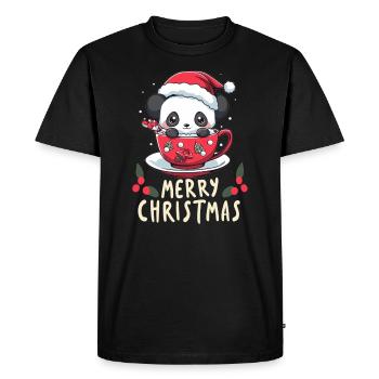 Mignon Noël Panda Amateur De Chocolat Chaud Noël - T-shirt Premium bio Homme - noir - Devant - Nico (187cm)