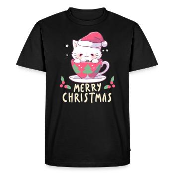 Fête de Noël au chocolat chaud et au vin chaud - T-shirt Premium bio Homme - noir - Devant - Nico (187cm)