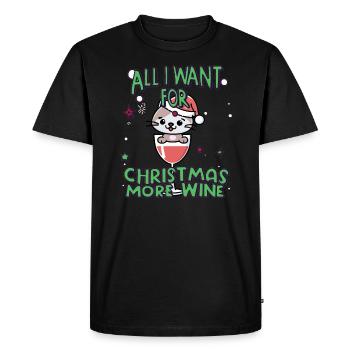 Drôle de Noël Cocktail Chat Fête de Noël - T-shirt Premium bio Homme - noir - Devant - Nico (187cm)