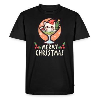 Retro Christmas Cocktail Lover Christmas Party - Men's Premium Organic T-Shirt - black - Front - Nico (187cm)