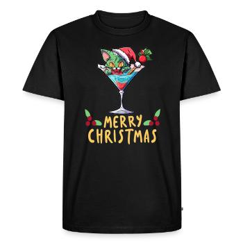 Cute Christmas Cocktail Zombie Cat Christmas Party - Men's Premium Organic T-Shirt - black - Front - Nico (187cm)