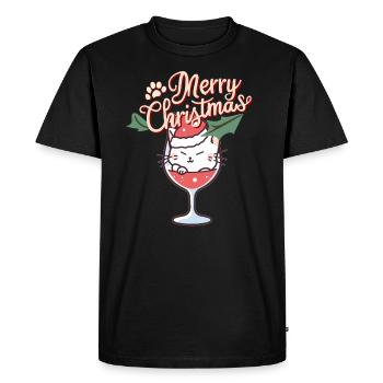 Mignon hiver chaud vin avec chat Noël vin chaud - T-shirt Premium bio Homme - noir - Devant - Nico (187cm)