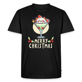 Chrismas Cocktail Kitty Funny Christmas Party - Men's Premium Organic T-Shirt - black - Front - Nico (187cm)