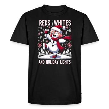 Vacances d’hiver Amateur de vin rouge Noël drôle - T-shirt Premium bio Homme - noir - Devant - Nico (187cm)