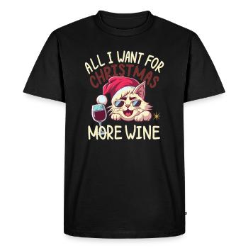 Drôles de chats de Noël amateur de vin - T-shirt Premium bio Homme - noir - Devant - Nico (187cm)