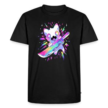 Festival Trippy Party EDM Cat Techno - T-shirt Premium bio Homme - noir - Devant - Nico (187cm)