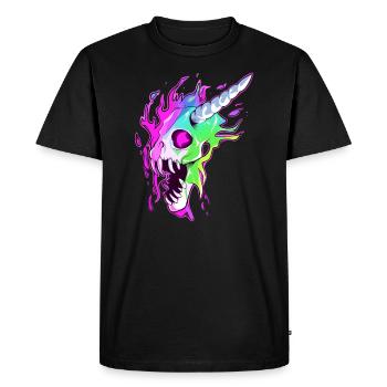 EDM Rave DJ Party Zombie Licorne Crâne - T-shirt Premium bio Homme - noir - Devant - Nico (187cm)