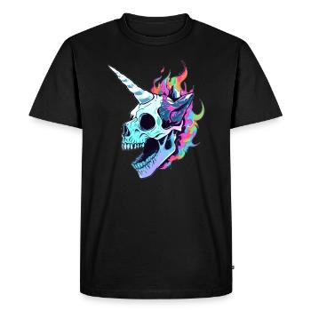 Fête Zombie Licorne Crâne EDM DJ - T-shirt Premium bio Homme - noir - Devant - Nico (187cm)