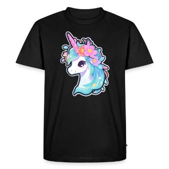 Cute Unicron Flora Horse Lover - Men's Premium Organic T-Shirt - black - Front - Nico (187cm)