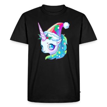 Mignon Noël Licorne EDM Festival d’hiver - T-shirt Premium bio Homme - noir - Devant - Nico (187cm)