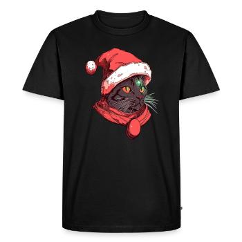 Chat de Noël Veille de Noël Weihnachten Hiver - T-shirt Premium bio Homme - noir - Devant - Nico (187cm)