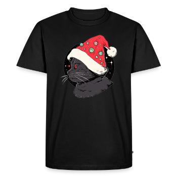 Christmas Cat Winter Vacation - Men's Premium Organic T-Shirt - black - Front - Nico (187cm)