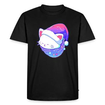 Fête de Noël mignonne chat Cosmos Festival d’hiver - T-shirt Premium bio Homme - noir - Devant - Nico (187cm)