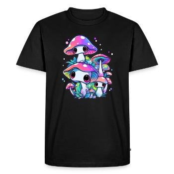 Cute Psychedelic DJ Trippy EDM Mushroom - Men's Premium Organic T-Shirt - black - Front - Nico (187cm)