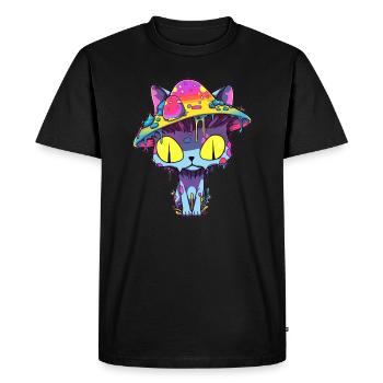 Trippy EDM Festival Cat Psychedelic Rave - Men's Premium Organic T-Shirt - black - Front - Nico (187cm)
