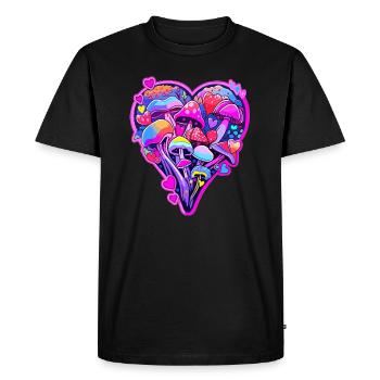 Psychedelic Forest Art Trippy EDM Mushroom Rave - Men's Premium Organic T-Shirt - black - Front - Nico (187cm)