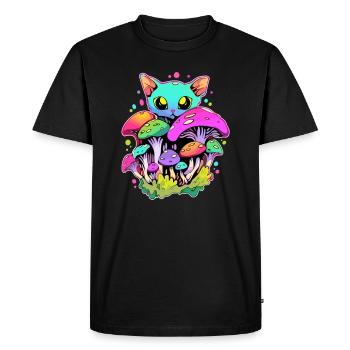 Psychedelic Wild Mushroom Art Trippy EDM Rave - Men's Premium Organic T-Shirt - black - Front - Nico (187cm)