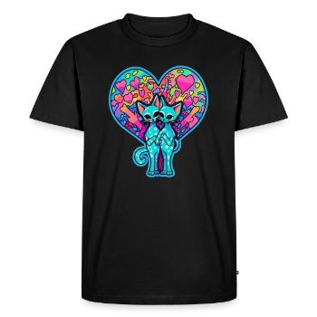 Trippy Cat Art Cute Fitting Festival - Men's Premium Organic T-Shirt - black - Front - Nico (187cm)