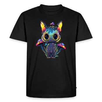 Cute Trippy Cat Mushroom Art EDM Festival DJ - Men's Premium Organic T-Shirt - black - Front - Nico (187cm)