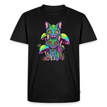Electronic music lover Trippy Cat - Men's Premium Organic T-Shirt - black - Front - Nico (187cm)