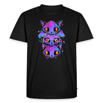 Festival psychédélique de chat de fête EDM trippant - T-shirt Premium bio Homme - noir - Devant - Nico (187cm)