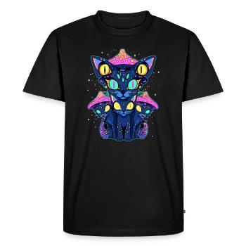 Psychedelic Cat Art EDM Festival Trippy Rave - Men's Premium Organic T-Shirt - black - Front - Nico (187cm)
